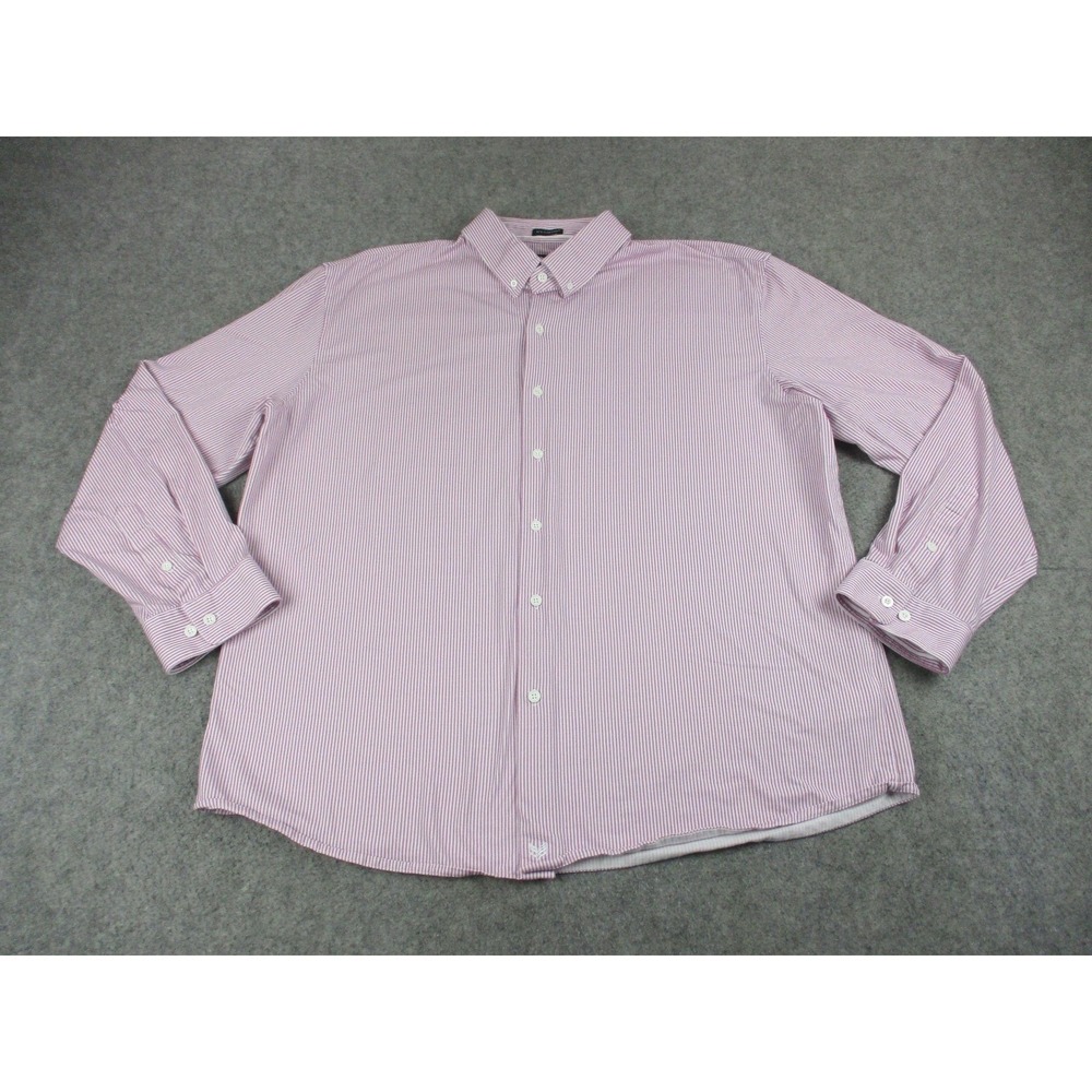 Buttercloth Shirt Mens 3XL XXXL Pink Icy Cotton Stripes Button Down‎ Stretch